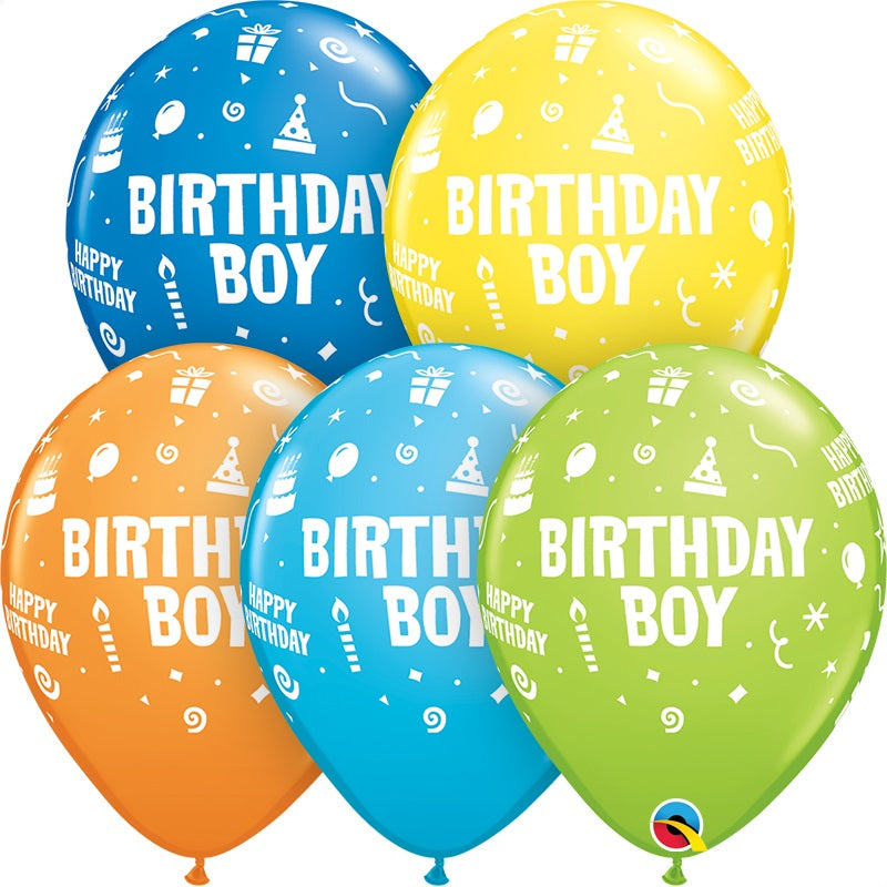 Colourful Birthday Boy 11 Inch Qualatex Latex Party Balloons | Party Save Smile