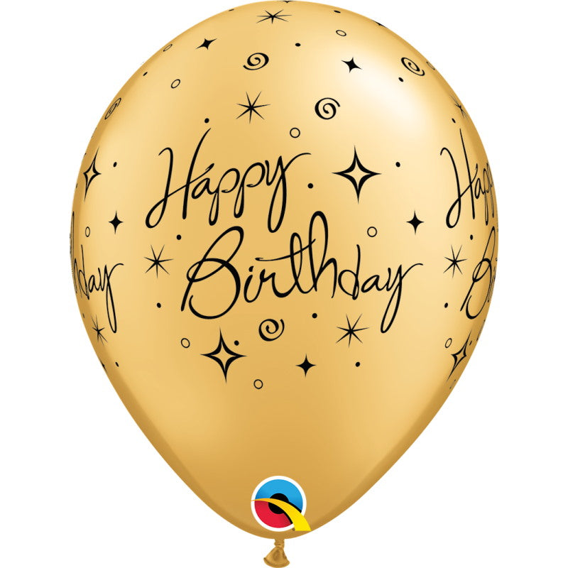 Gold Happy Birthday Latex Balloons 11 inches | Party Save Smile