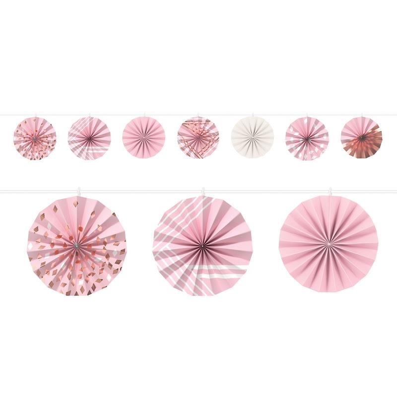 Rose Gold Paper Fan Decorations Garland 3.65 Metres | Party Save Smile