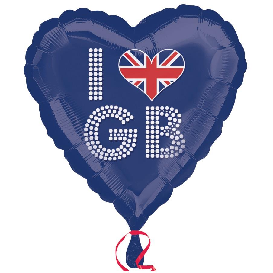 Union Jack Balloon - I Love GB 18 Inches | Party Save Smile