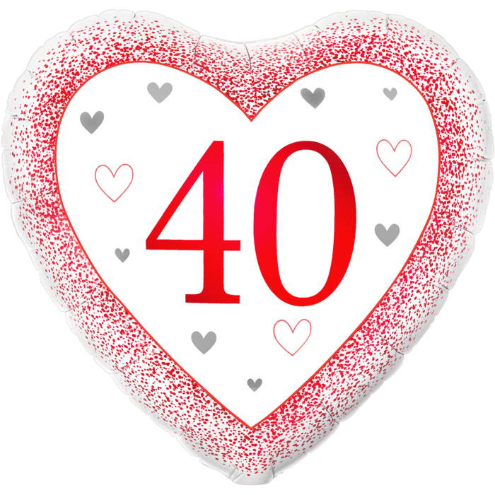 Ruby Happy 40th Anniversary Heart Foil Balloon 18 inches | Party Save Smile