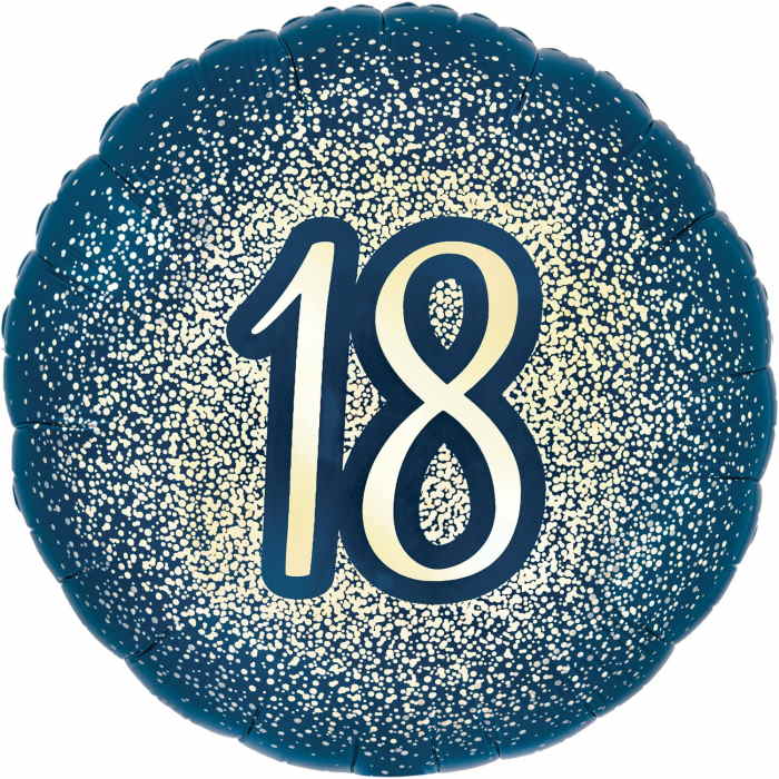 Navy and Gold 18th Birthday Foil Balloon 18 inches | Party Save Smile
