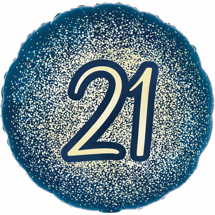 Navy and Gold 21st Birthday Foil Balloon 18 inches | Party Save Smile