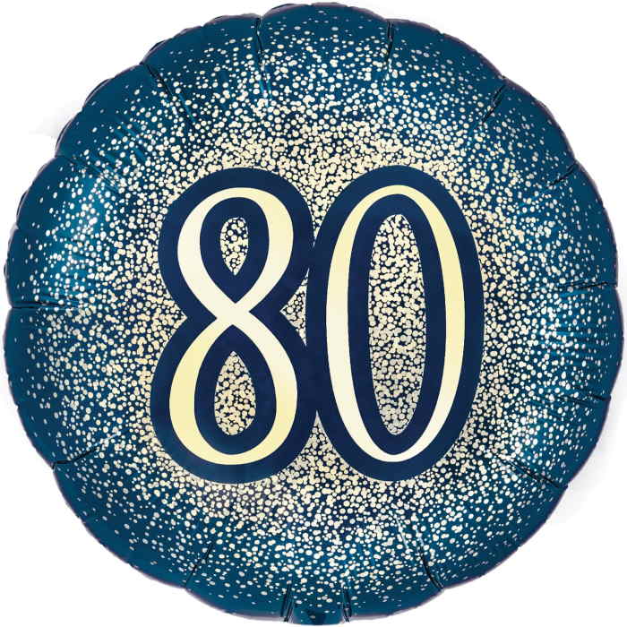Navy and Gold 80th Birthday Foil Balloon 18 inches | Party Save Smile