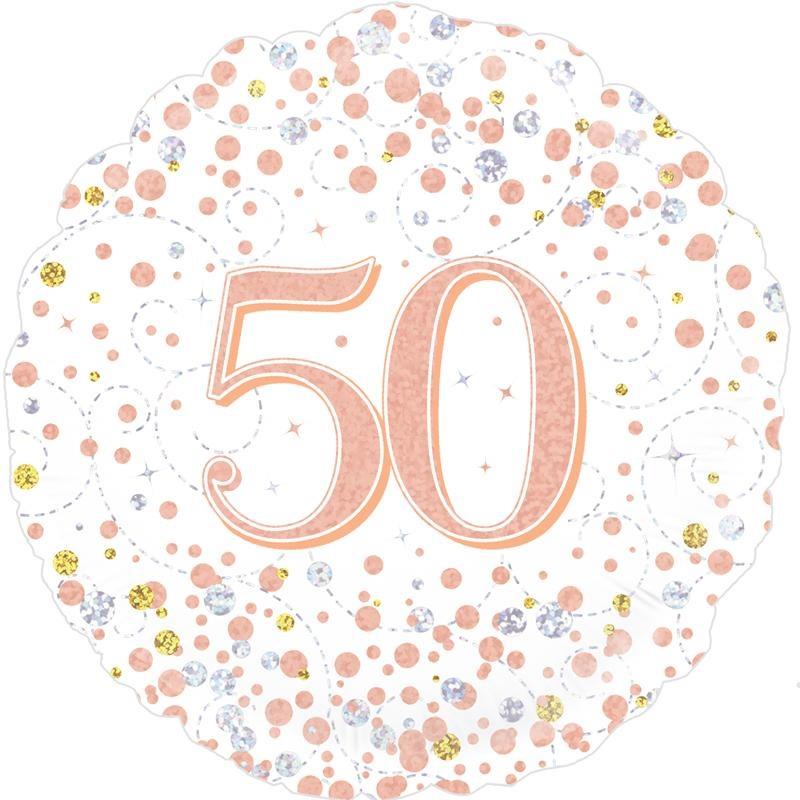 Rose Gold Confetti 50th Birthday Foil Balloon 18 Inch | Party Save Smile