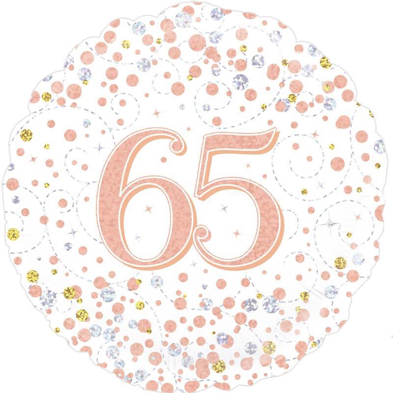Rose Gold Confetti 65th Birthday Foil Balloon 18 Inch | Party Save Smile