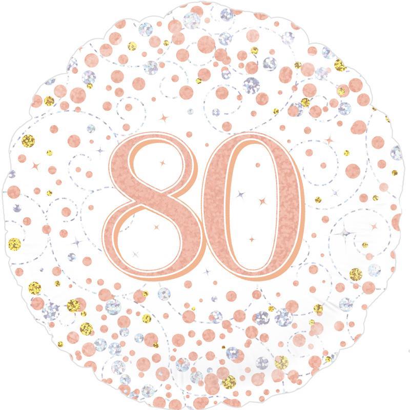 Rose Gold Confetti 80th Birthday Foil Balloon 18 Inch | Party Save Smile