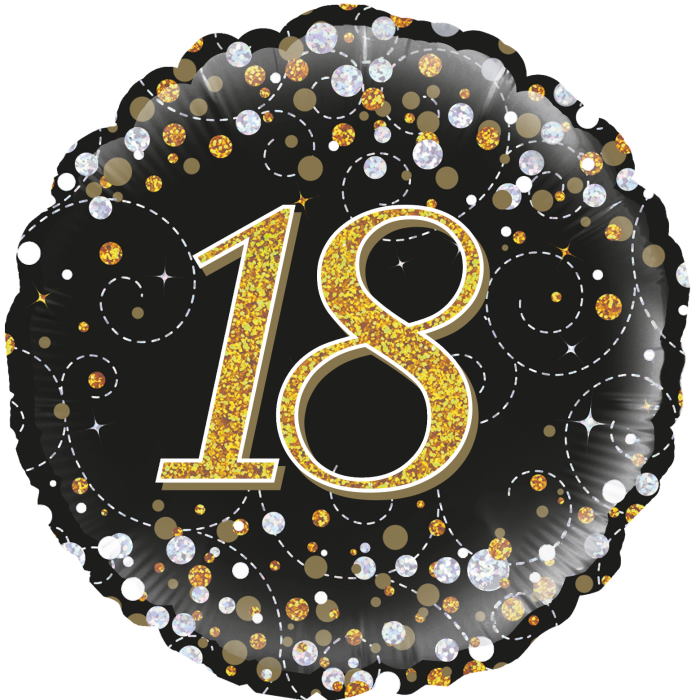 Foil 18th Black and Gold Balloons 18 Inches | Party Save Smile