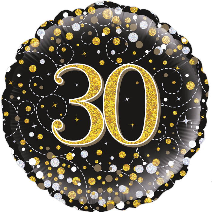 Black Gold 30th Birthday Foil Balloons 18 inches | Party Save Smile