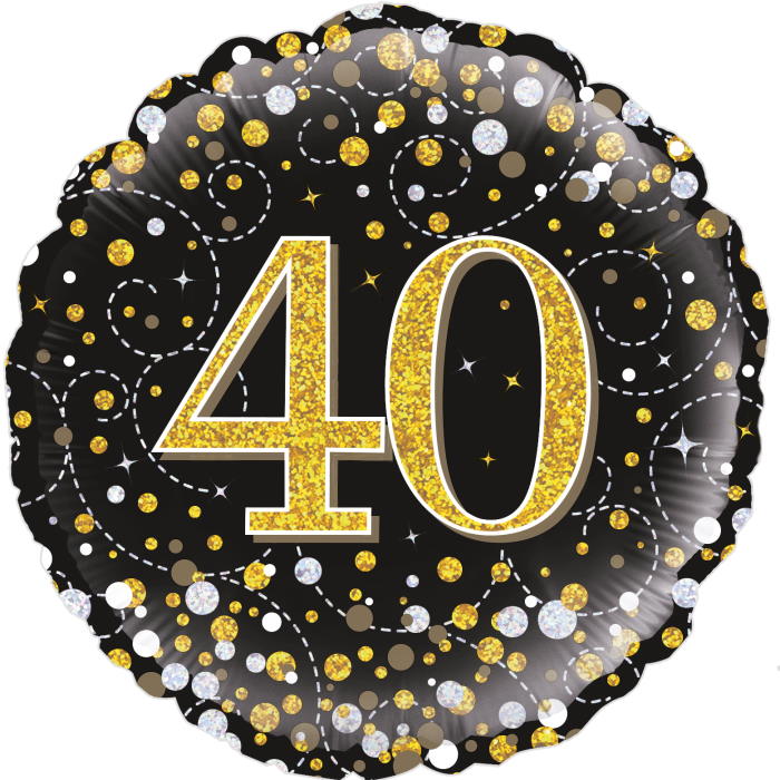Black Gold 40th Birthday Foil Balloons 18 inches | Party Save Smile