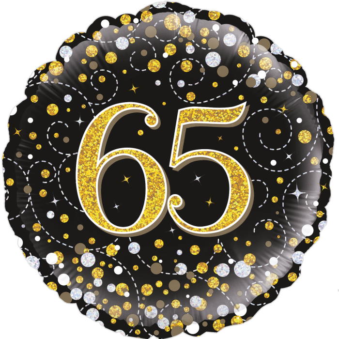 Black Gold 65th Birthday Foil Balloons 18 inches | Party Save Smile