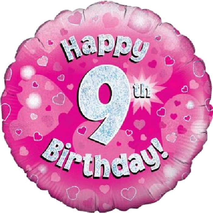 Happy 9th Birthday Pink Foil Balloon 18 Inch | Party Save Smile