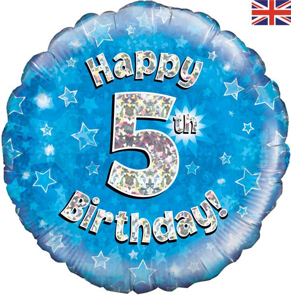 Happy 5th Birthday Blue Foil Balloon 18 Inches | Party Save Smile