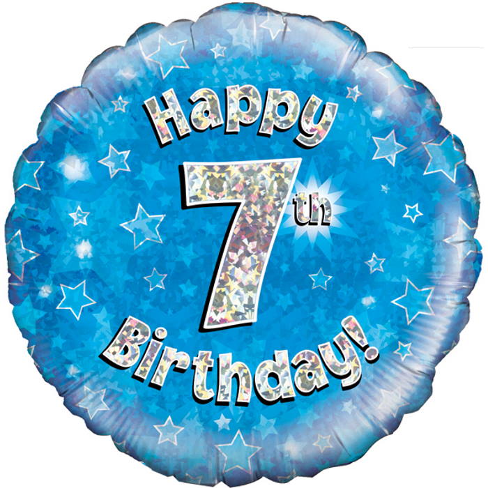 Happy 7th Birthday Blue Foil Balloon 18 Inches | Party Save Smile