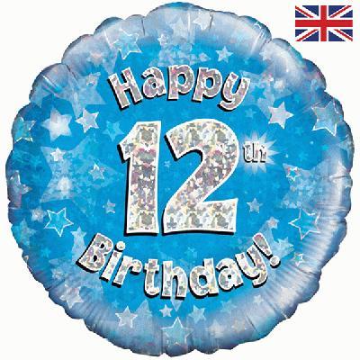 Happy 12th Birthday Blue Foil Balloon 18 Inch | Party Save Smile