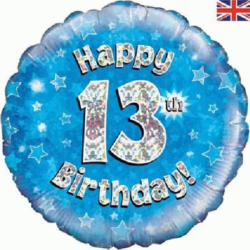 Happy 13th Birthday Blue Foil Balloon 18 Inch | Party Save Smile
