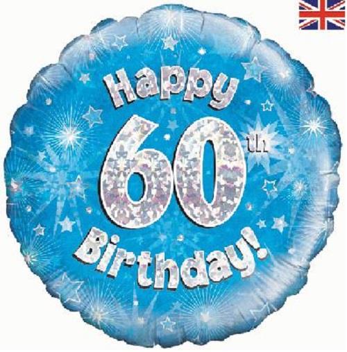 Happy 60th Birthday Blue Foil Balloon 18 Inch | Party Save Smile