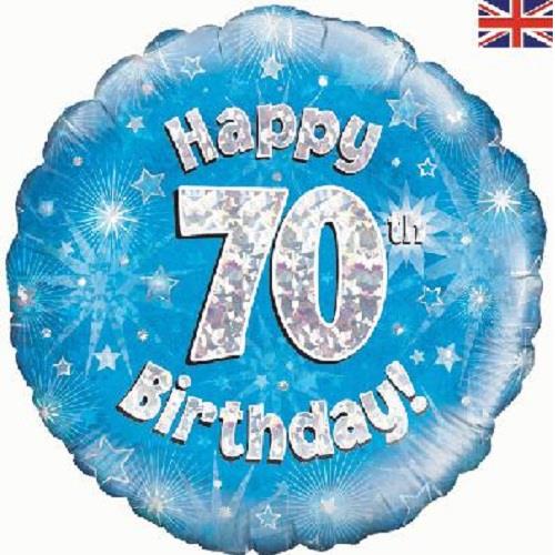 Happy 70th Birthday Blue Foil Balloon 18 Inch | Party Save Smile