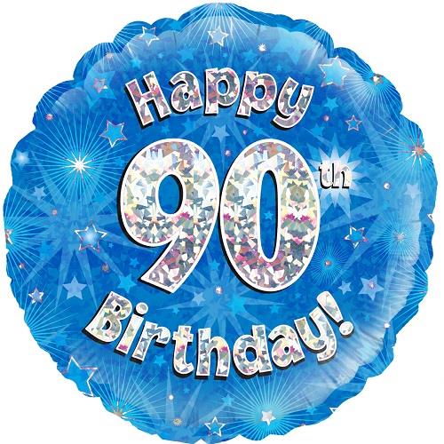 Happy 90th Birthday Blue Foil Balloon 18 Inch | Party Save Smile