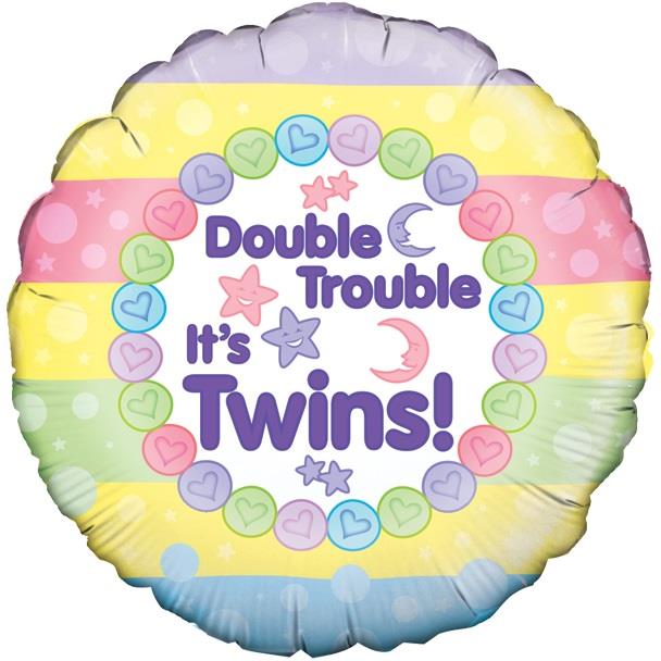 Double Trouble Its Twins Foil Balloons 18 Inches | Party Save Smile