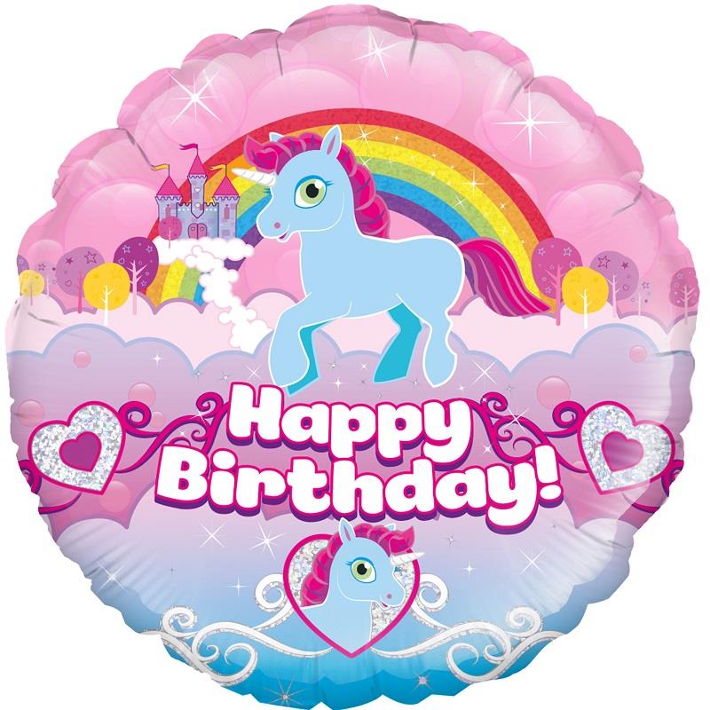 Rainbow Unicorn Happy Birthday Foil Balloon 18 inches | Party Save Smile
