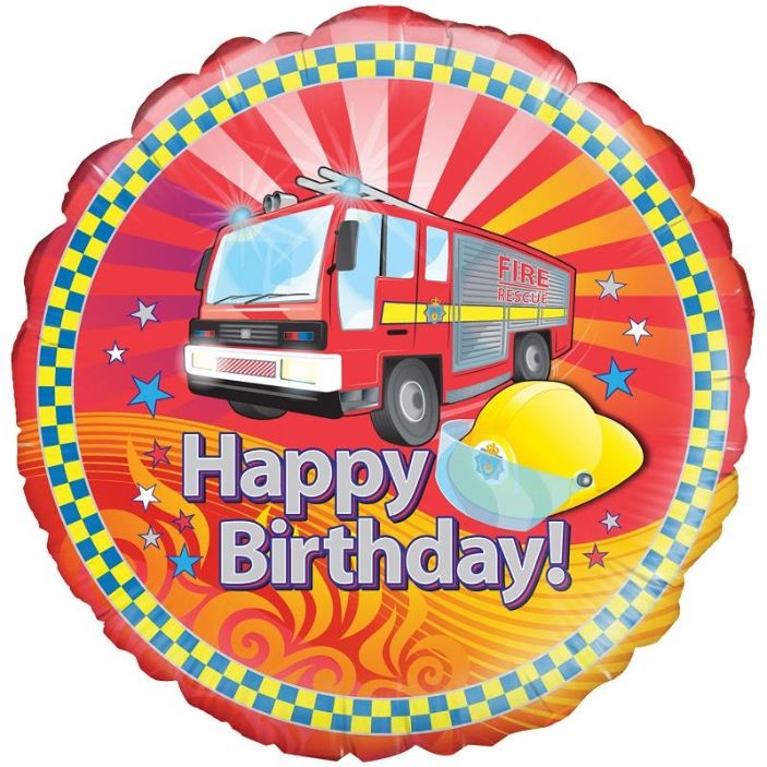 Fire Engine Happy Birthday Foil Balloon 18 Inches | Party Save Smile