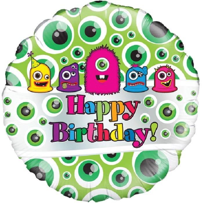 Happy Birthday Monsters Foil Balloon 18 Inch | Party Save Smile