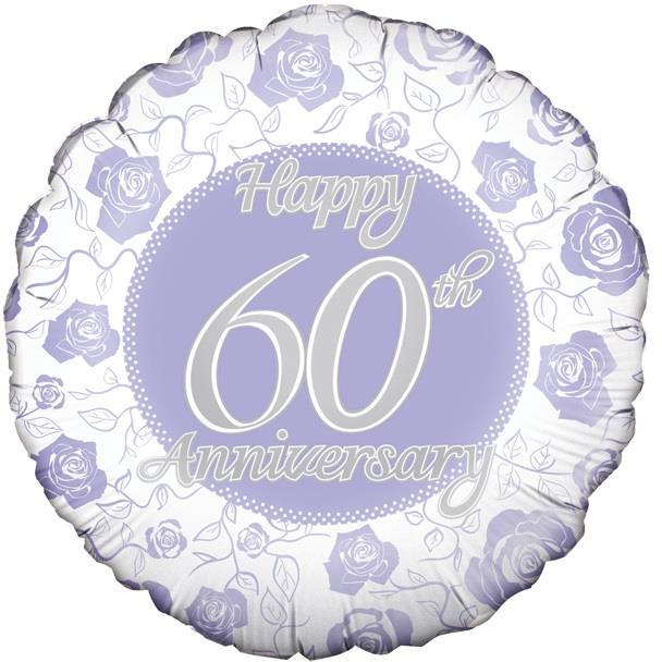 Happy 60th Anniversary Diamond Foil Balloon 18 Inch | Party Save Smile