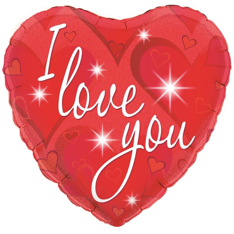I Love You Sparkle Red Heart Foil Balloon 18 Inch | Party Save Smile