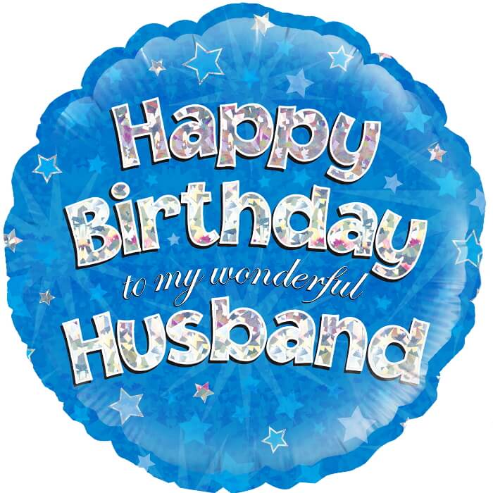 Happy Birthday Husband Foil Balloon Blue Stars 18 inches | Party Save Smile