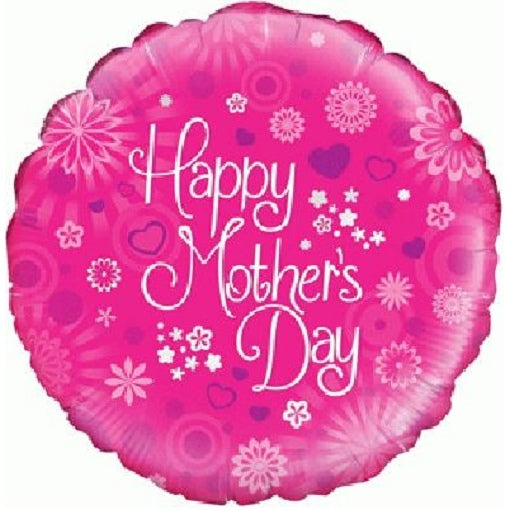 Pink Flowers Mothers Day Foil Balloon 18 Inch | Party Save Smile
