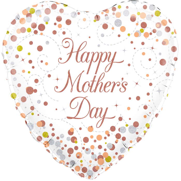 Mother’s Day Confetti Foil Balloon Rose Gold 18 Inch | Party Save Smile