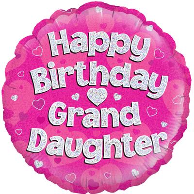 Happy Birthday Grandaughter Pink Foil Balloon 18 Inch | Party Save Smile