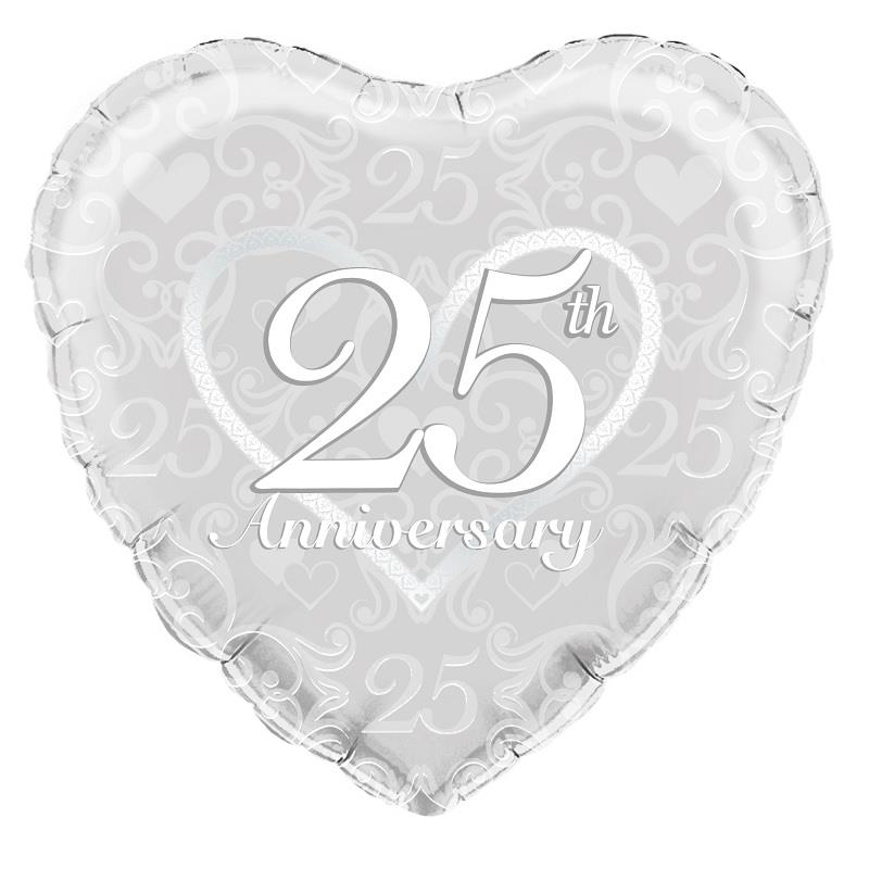 Heart 25th Wedding Anniversary Foil Balloons 18 inches | Party Save Smile