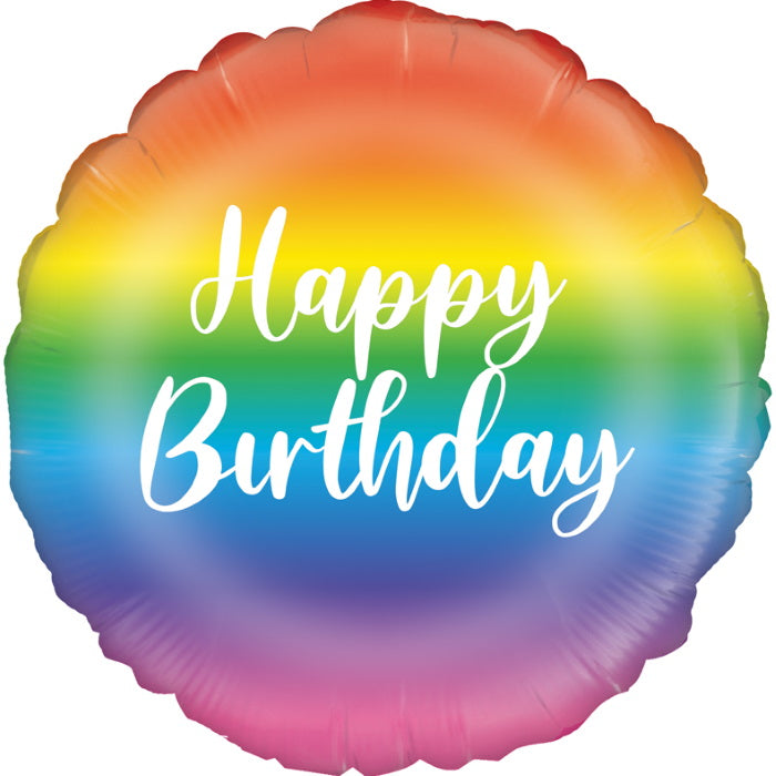 Ombre Rainbow Birthday Foil Balloon 18 Inches | Party Save Smile