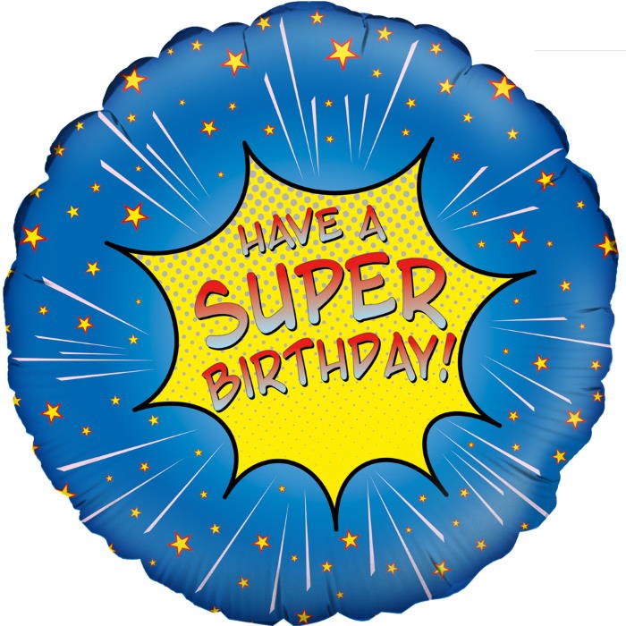Super Birthday Blue Foil Balloon 18 Inch | Party Save Smile