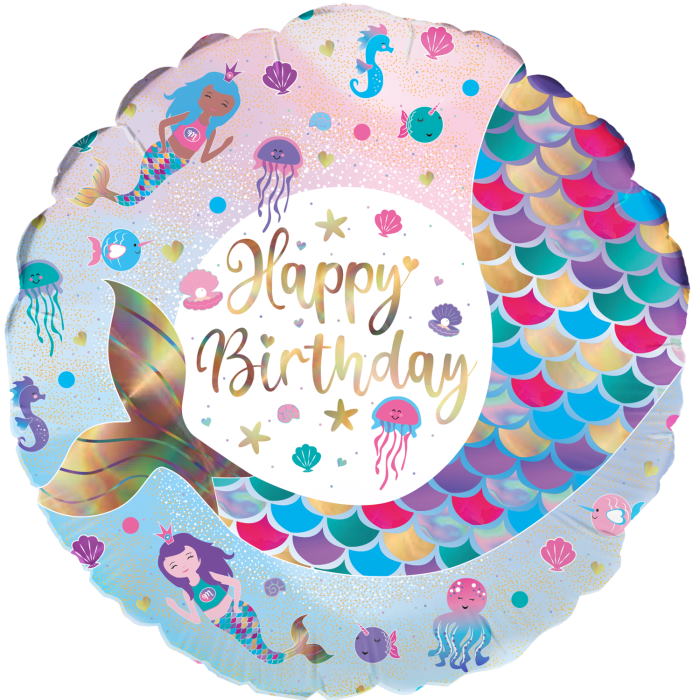 Mermaid Tail Happy Birthday Foil Balloon 18 Inches | Party Save Smile