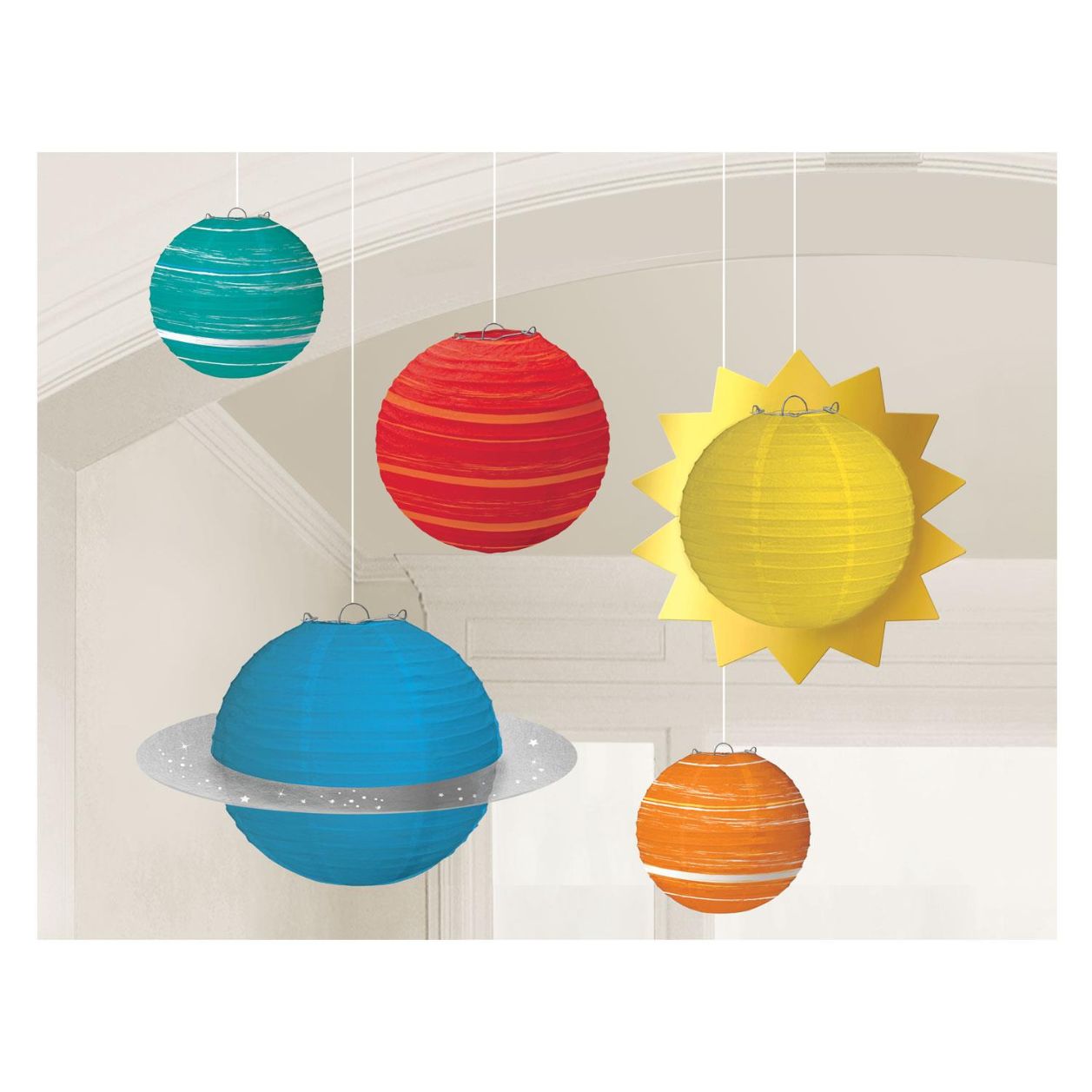 Space Paper Lantern Decorations Pack of 5 | Party Save Smile