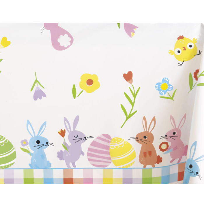 Gingham Easter Tablecloth Plastic 138 x 213cm | Party Save Smile