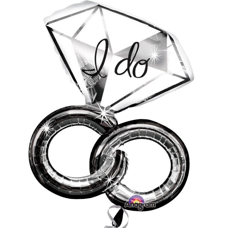 Wedding Rings I Do Diamond Shaped Foil Balloon 32 Inch | Party Save Smile