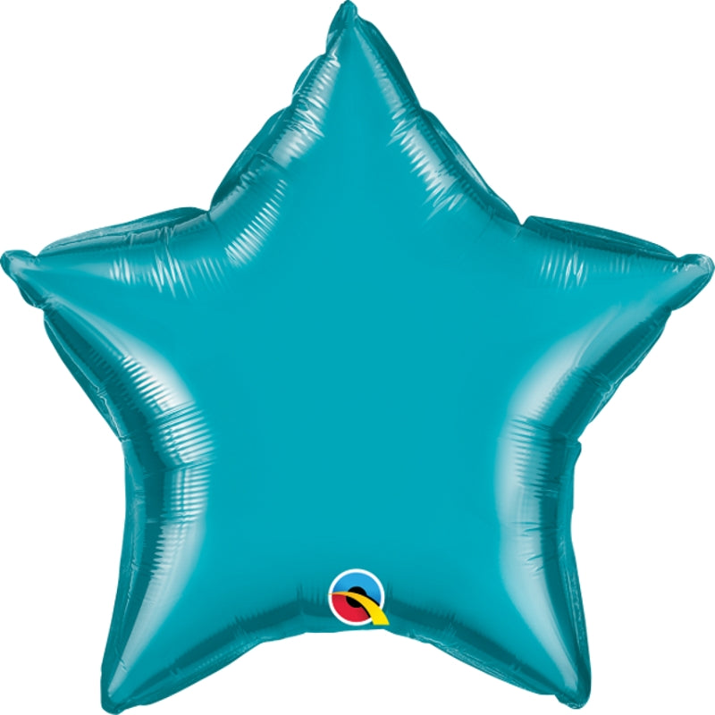 Qualatex Turquoise Plain Coloured Star Foil Balloon 20 inch | Party Save Smile