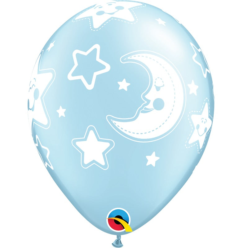 Blue Moon and Star Latex Balloons 11 Inch Qualatex