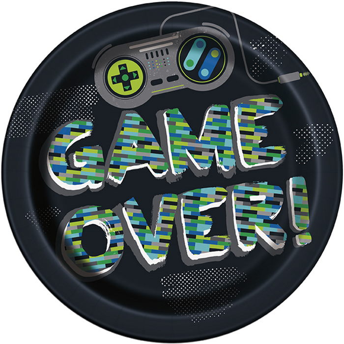 Gamer Game Over Paper Plates 8 Pack | Party Save Smile