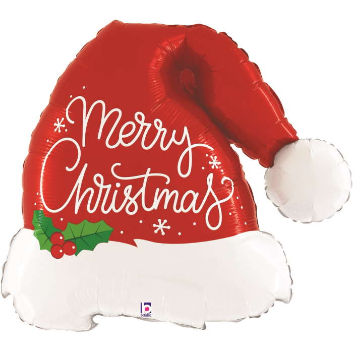 Santa Hat Merry Christmas Foil Balloon 41 inches | Party Save Smile