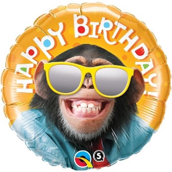 Smiling Chimp Monkey Happy Birthday Foil Balloon 18 inches | Party Save Smile