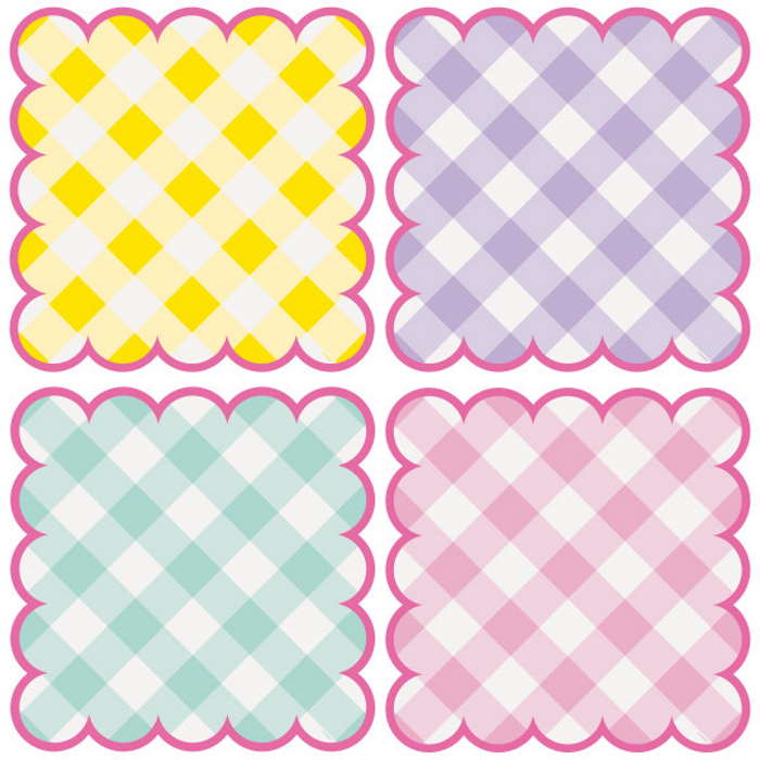 Pastel Placemats Gingham Paper Pack of 8 | Party Save Smile
