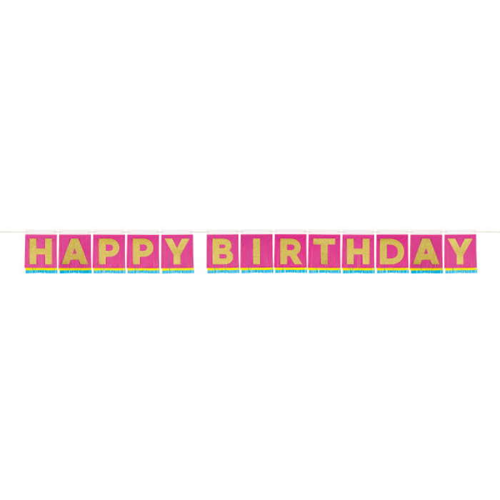 Fringe Banner Pink Happy Birthday 3.35 Metres | Party Save Smile