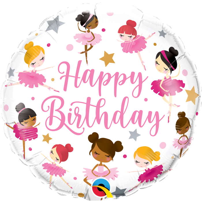 Happy Birthday Ballerina Foil Balloons 18 Inches | Party Save Smile