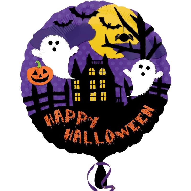 Happy Halloween Bat and Ghosts Foil Balloon 18 Inch | Party Save Smile