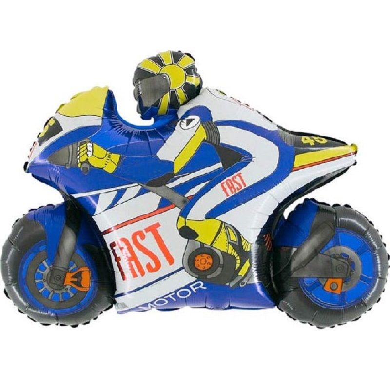 Large Blue Motorbike Foil Balloon 30 Inches | Party Save Smile